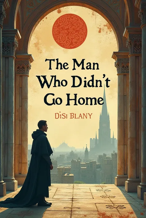  Create a book cover,   with modern and slightly Renaissance elements, Add book name  "The man who didnt go home  "