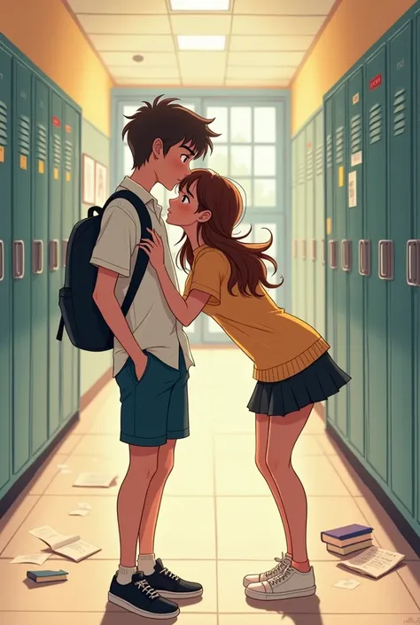 A Manhwa , In a school. between a boy and a girl of college age ,  where the boy stumbles on his back and falls to the floor. And the girl falls high in the boys face 