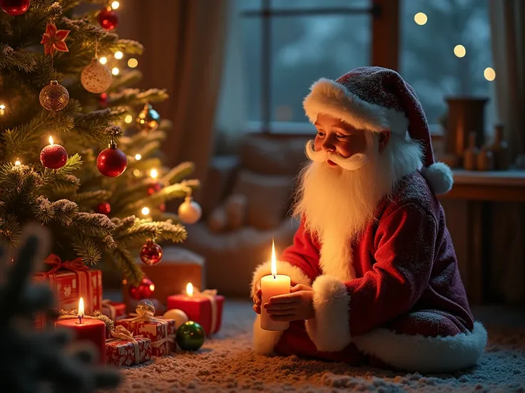  Christmas time ,
 moments of joy and reverie ,
 when midnight mass ,
 in the magic of Christmas transformation .

Snow falls outside the windows ,
 in the room smells of a candle ,
} rens laughter is heard ,
 when there is an asterisk in the apple tree .
...