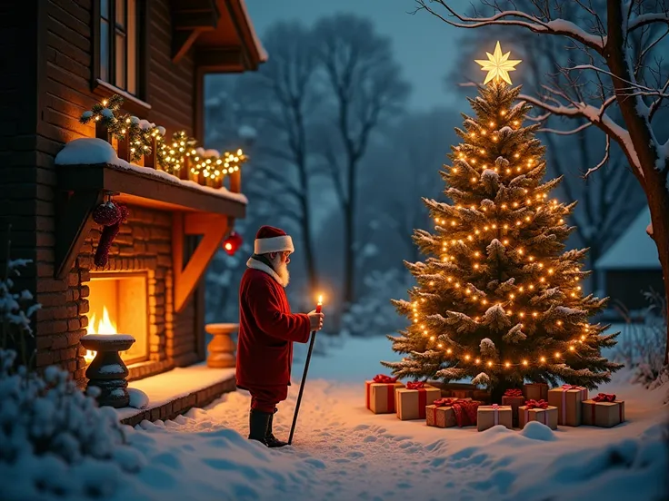  Christmas time ,
 moments of joy and reverie ,
 when midnight mass ,
 in the magic of Christmas transformation .

Snow falls outside the windows ,
 in the room smells of a candle ,
} rens laughter is heard ,
 when there is an asterisk in the apple tree .
...