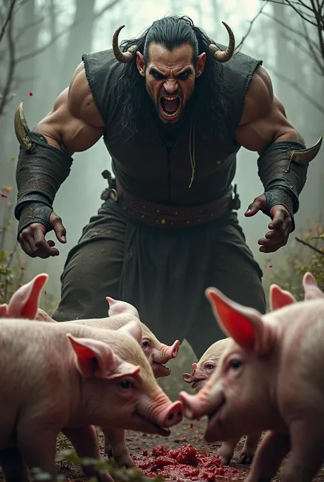 If the pig dare, try it. We have many of them. As for you, I will tear your flesh into small pieces and feed it to my ren.