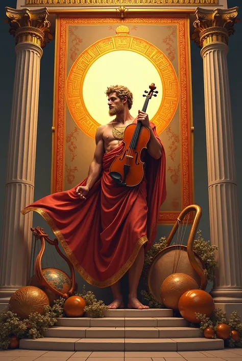 Create a violin banner with images of Apollo and some Greek-looking instruments