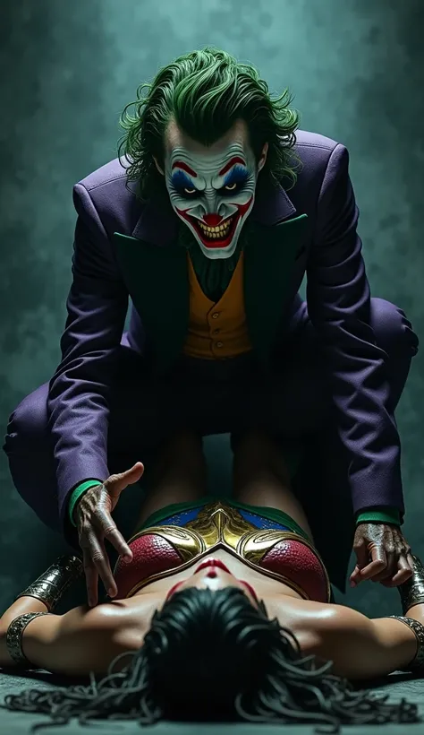 The Joker poisoning Wonder Woman: ultra realistic and professional images 