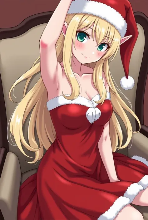 anime girl in santa outfit sitting down with her legs crossed, zero two, at pixiv, v from devil may cry as an elf, digital art on pixiv, haruno sakura, top rated on pixiv, pixiv, (anime girl), anime woman fullbody art, anime woman, made with anime painter ...