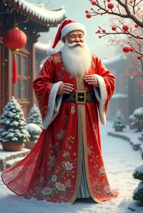 Santa Crosse wearing a Chinese dress