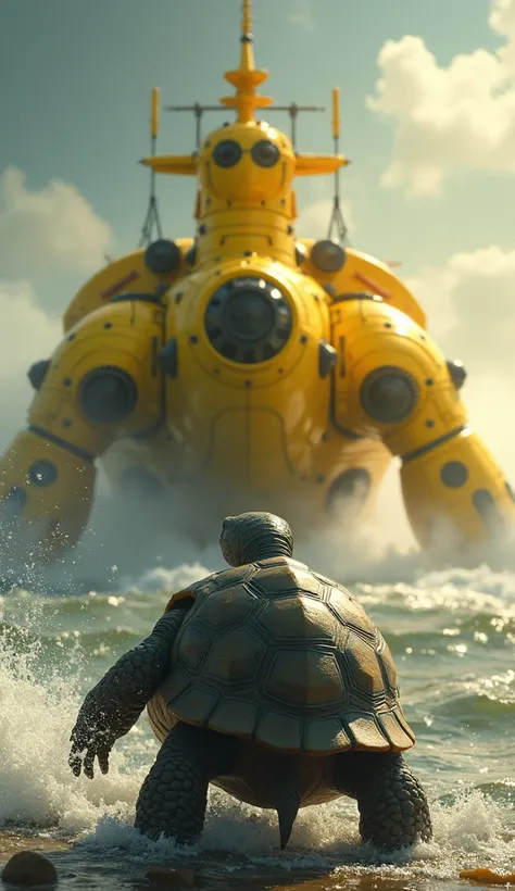 Turtle vs yellow battleship 