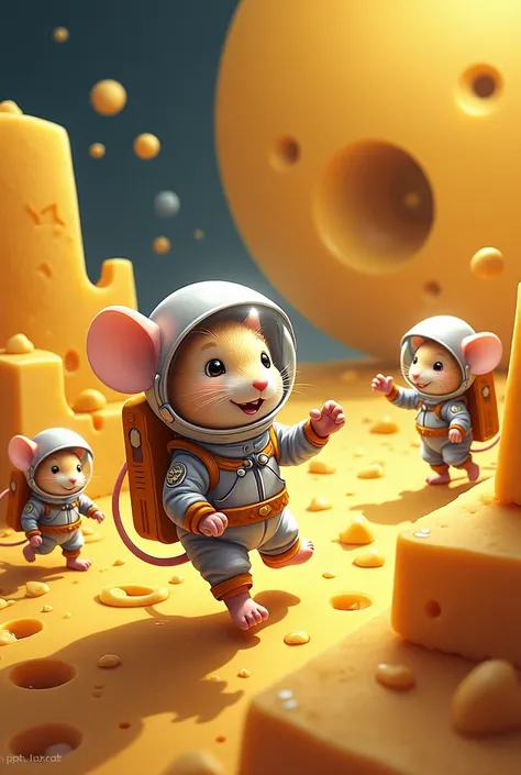 rens illustration astronaut mice on a cheese moon