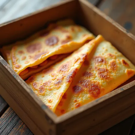 Pastry box with 2 ham and cheese crepes and 2 chicken crepes