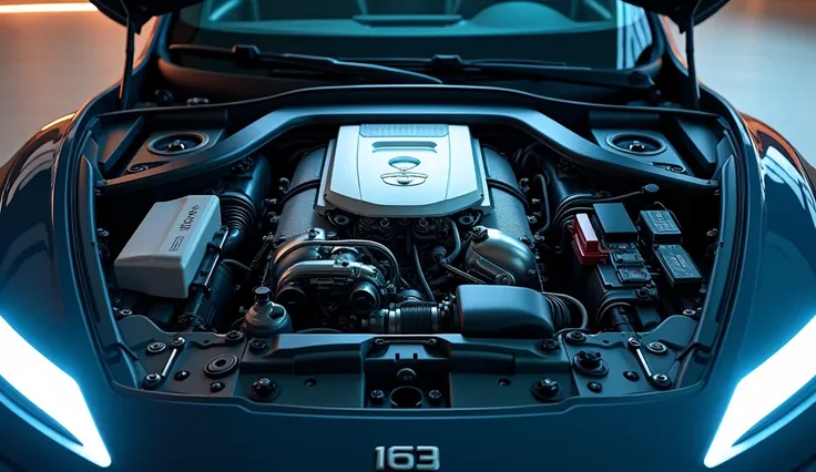 Here’s a detailed prompt for the engine of the 2025 ERIBA Car 602:

"A detailed view of the engine compartment of the 2025 ERIBA Car 602 . The design showcases a cutting-edge, eco-friendly hybrid engine with a compact and efficient layout. Highlight clean,...