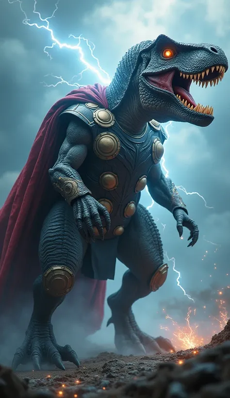 T-Rex merged with Thor, ultra realistic and professional images  