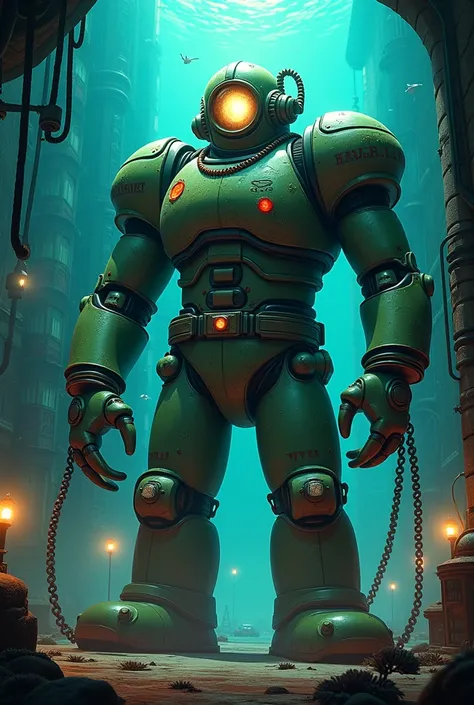 Big daddy (bioshock) movie poster in pixar style 