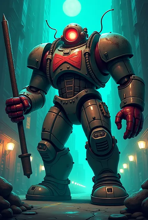 Big daddy (bioshock) movie poster in cartoon style 