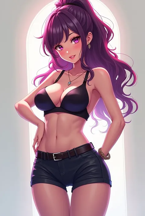 Anime girl in stripper and cropped pants 