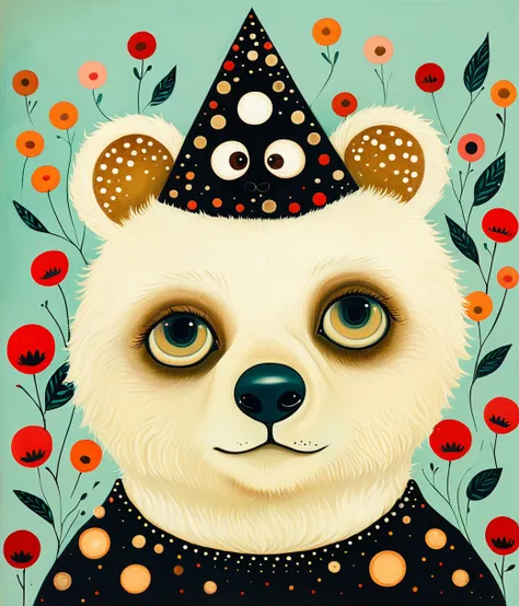 style of Tara MacPherson, (cute, chubby, male, bear), pop surrealism, adorable, magical, fantasy, hires textures, highly detailed, intricate details, best quality, masterpiece, zPDXL3