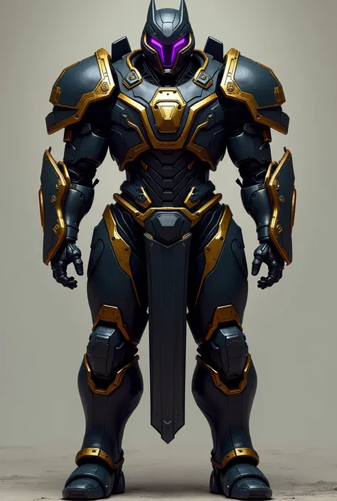 An armor based on Pawer Armor from Fallout 4 using black, gold, and purple