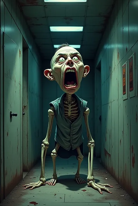 Create cartoon visuals of the Russian sleep experiment using the famous spazm picture 
