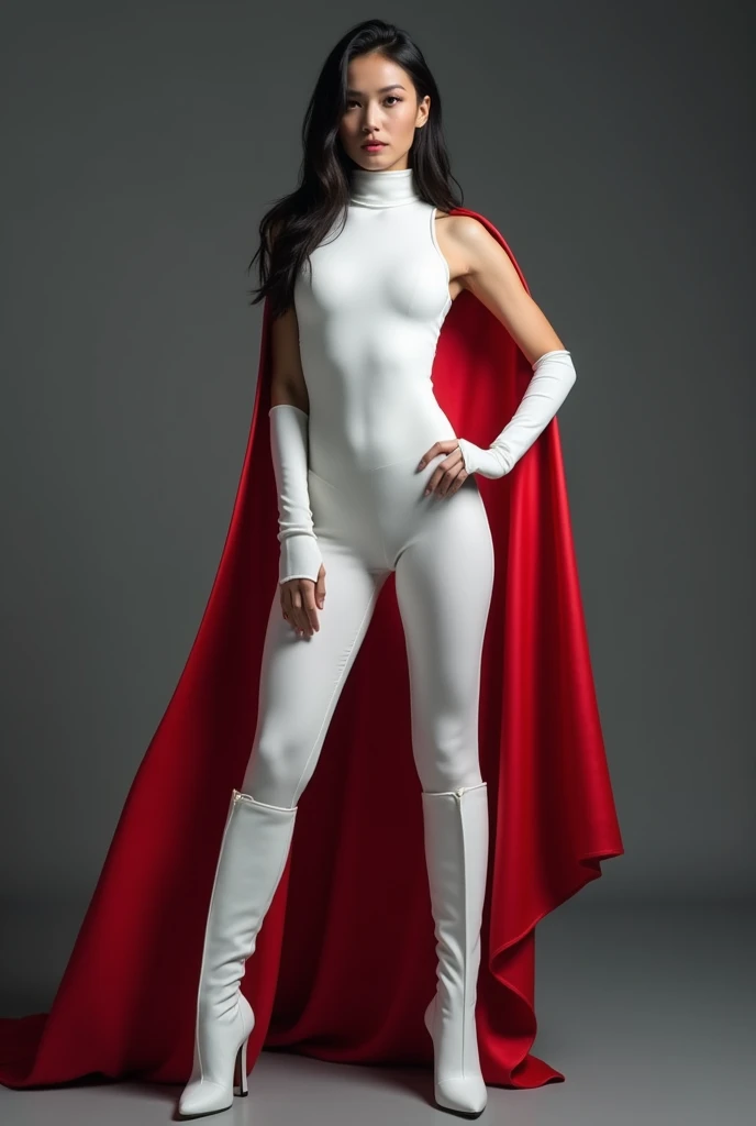 One girl,Realistic, Sharp focus, ultra realistic photo, High resolution, Alone, full body photo, seamless sexy tight full open body white costumes. seamless full body white leotards. sexy full body costumes. combat tight white bodysuit, seamless outfit. Be...