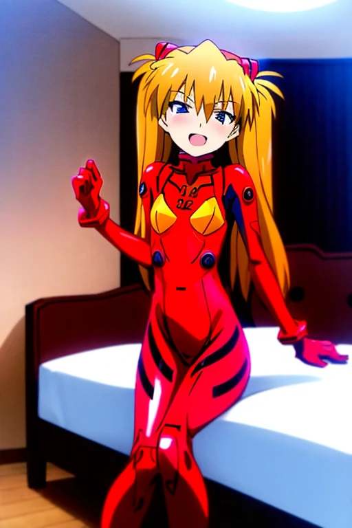 (( top quality )), ((masterpiece)), (be familiar with),  perfect face, indoor, bedroom, Watching viewers,
One woman,  Soryu Asuka Langley,
 open mouth,  ecstatic expression beside the piano, blush, smile,
 small tits,  flat chest, Young girl, Lori,  s,  gi...