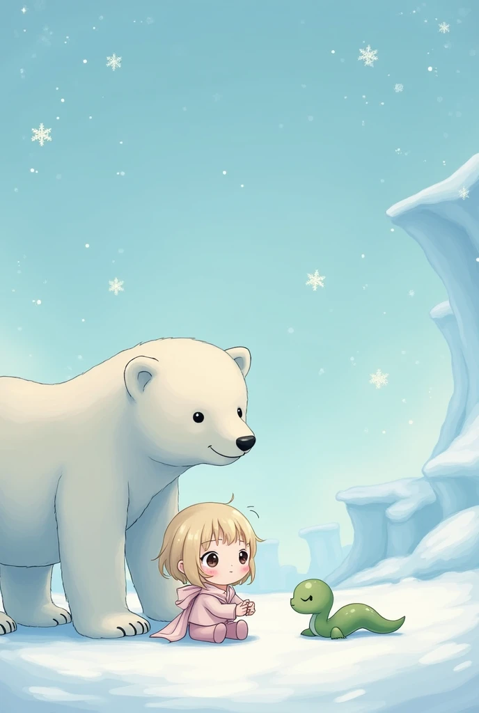 The little one from the anime 、Polar bear、 with the little snake