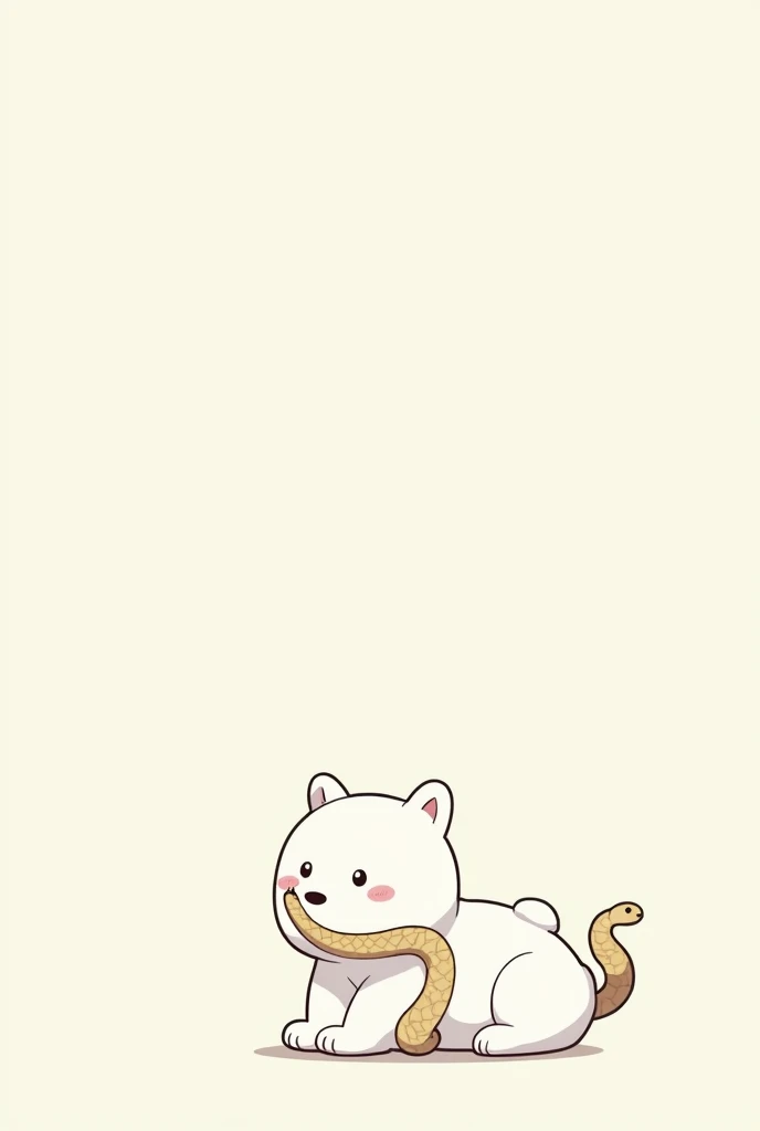 Chibi Polar Bear from the anime、 with the little snake、 simple background