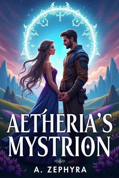 Background:

Setting: A breathtaking alternate world of Aetheria, featuring rolling hills with iridescent flora, towering crystal formations, and a sky that shifts from deep purples to bright blues, dotted with twinkling stars.

Portal: Above the enchantin...