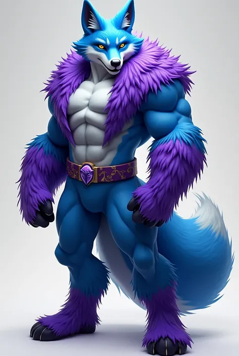 Blue and Purple Masculine Fox Fur Suit