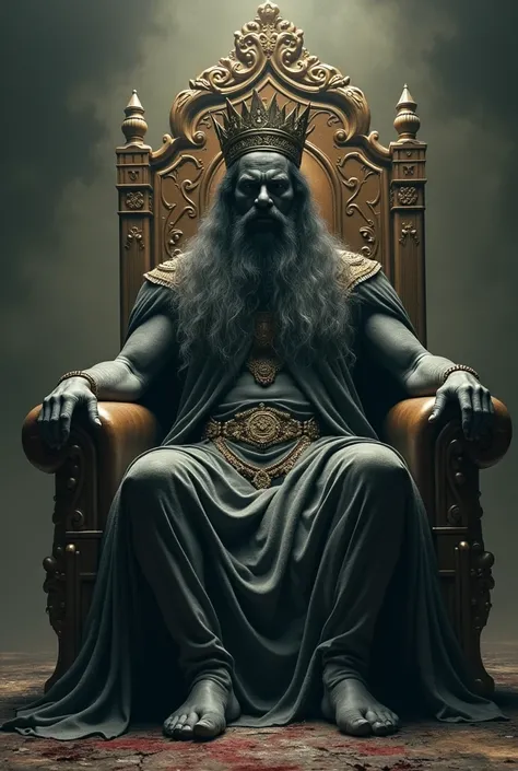 God sitting on a bored throne with a broken crown 