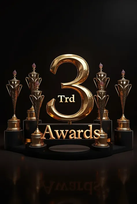 A black and gold background of awards that say 3rd B AWARDS