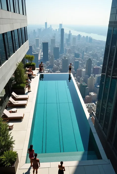 swimming pool at the top of building