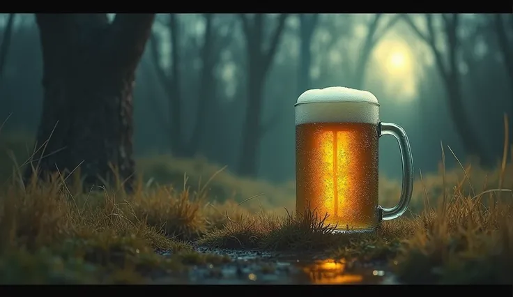 Create realistic Landscape Thumbnail image for the you tube video which describe the whole story  titled "The Horrifying Murder Unveiled by a Can of Beer ".  Keep in mind image shows all the expected characters of the story and looks curios.