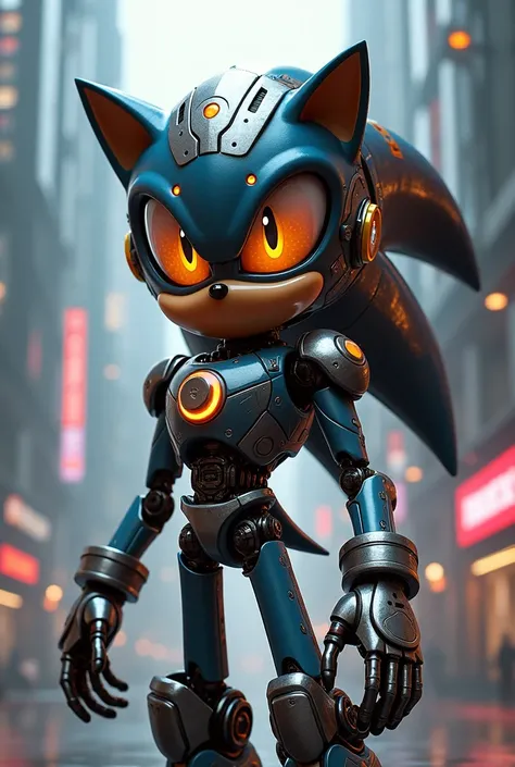 I would like you to modify this drawing ,  give it a metal Sonic touch and a futuristic visor in the eyes 