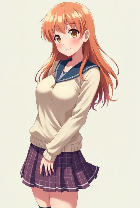 Anime. Hina Yamato is a beautiful young woman with a pale complexion, fluffy chest-length strawberry-blond hair that has bangs hanging over her forehead, full pink glossed lips, big bright brown eyes and a feminine figure such as wide hips, a narrow waist ...