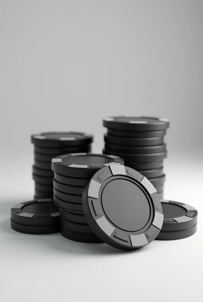 3d icon rendering of casino chips, doff black and white colour