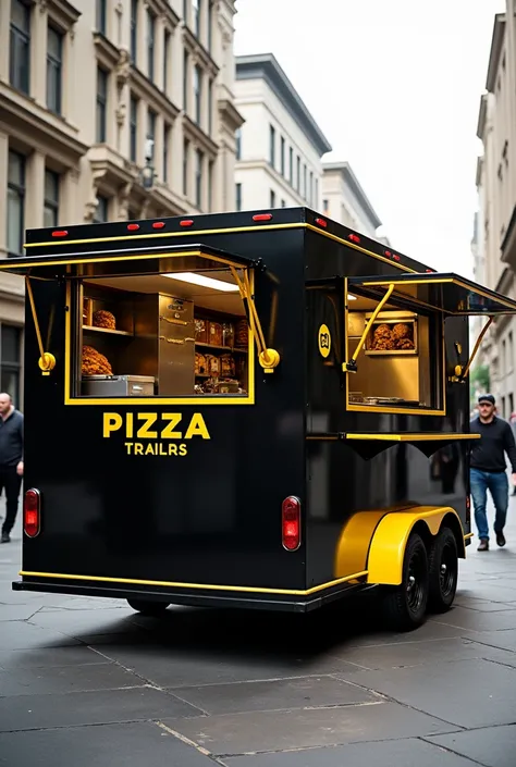 Paint a pizza trailer use black and yellow colour combo