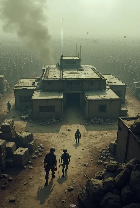 A military base surrounding by a million zombies 