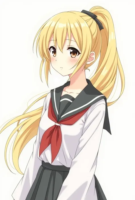 blonde long hair beauty ponytail japanese illustration uniform