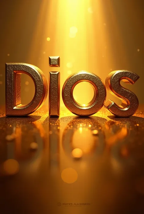 Create a 3D logo with the Spanish-language letters “GOD” in large letters and the word “LOVE” in small letters in the middle. Golden background