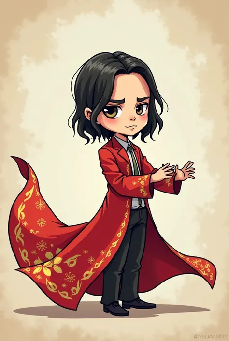 john wick cartoon chibi wearing vietnamese long dress