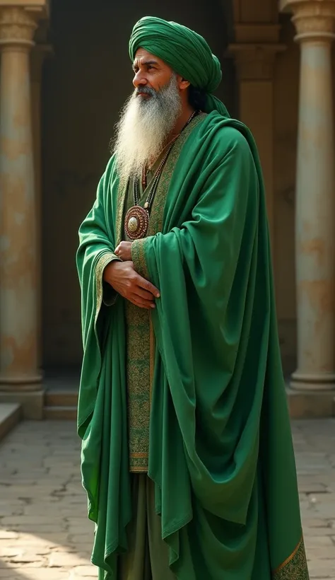 Sufi saint full body  wear a green shawl and green turban 