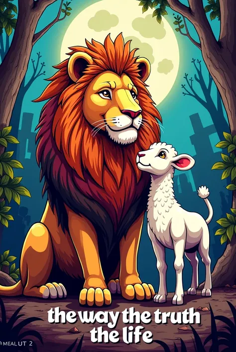 Hip-hop cartoon with the name Overkingdom with a lion and a lamb written on the back and bottom written The Way the Truth the Life