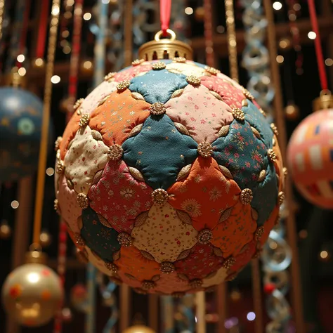 New Years ball made of quilt