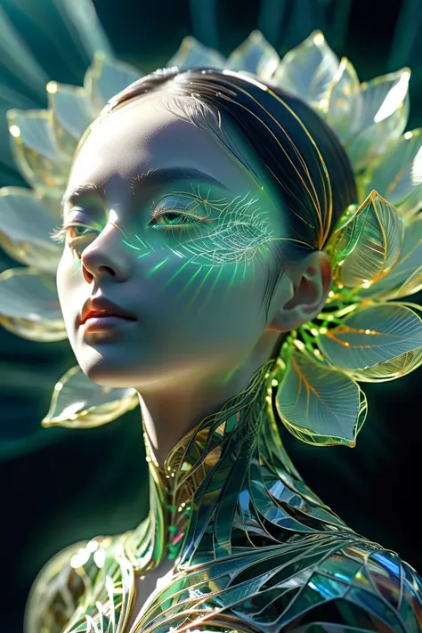 high resolution, Super detailed, (1 woman:1.3),Beautiful face，Perfect face，Art，（lotus）
Rest in the sun, reverberation, Experimental photography, Surreal contrasts, Eye-Catching Visuals, ArtAbstract,Atmosphere Breaking Cut Art, Layered contours, Complex Mod...