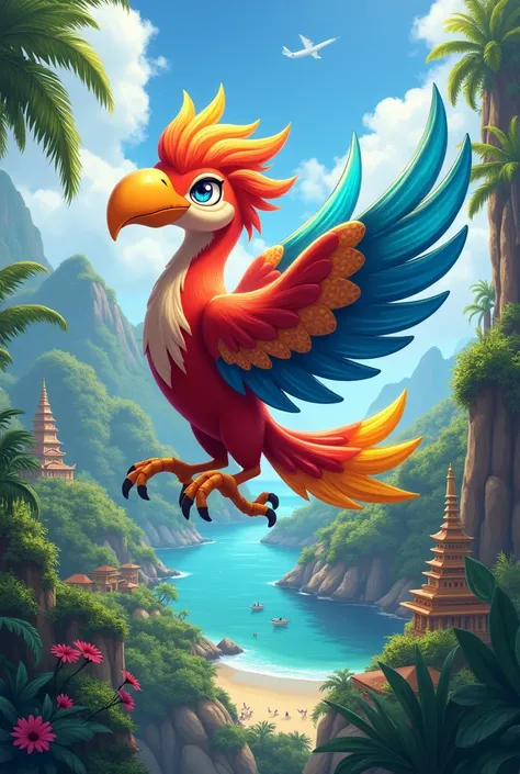 Anime character is a beautiful and brave Bird of Paradise and loves to explore tourism destinations in Indonesia 