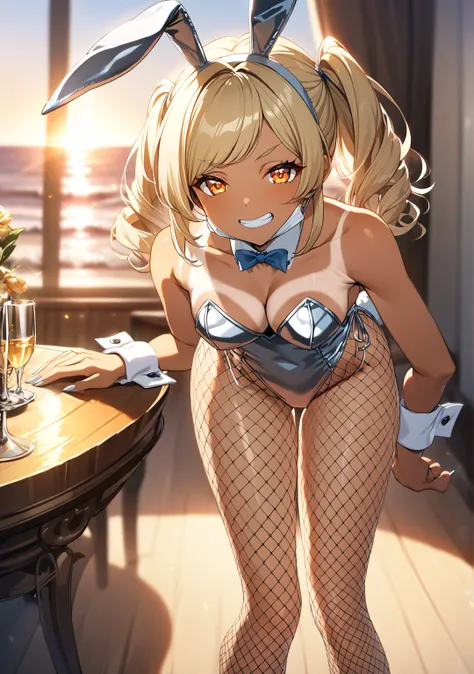 1 girl, Game CG, full body , shallow depth of field, a portrait with a soft Gaussian blurred background, creating a dreamy atmosphere, focus on face, 
standing, wiping the table, deep cleavage, collarbone, leaning forward, dining room, 

(blond Hair, strai...