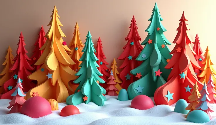 Colorful 3D abstract Christmas wall