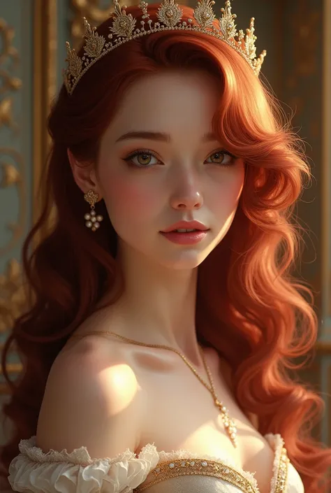 Create the image of a royal girl with grena-colored hair 