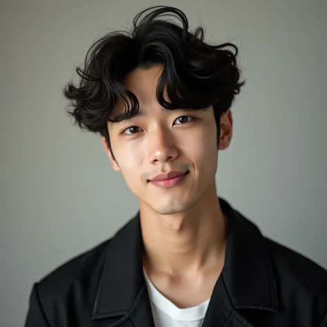 Korean Handsome Boy with Wavy Curly Hair Studio Shooting Results