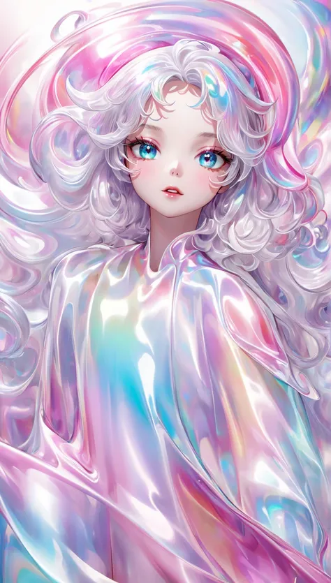 Conceptual installation Pastel colours Colorful artwork, Cute beauty, Striking beautiful eyes, Shiny, silky, tousled hair, Passionate and lascivious expression,  wearing Santa Claus clothes，Perfect Proportions, Transparent, iridescent, naturally luminous, ...