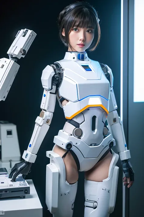 (Realistic:1.4), (RAW Photos)Tabletop, Highest quality, Very detailed, (Realistic:1.4), (8k, 4K, Highest quality, High resolution, 超High resolution:1.1), 8k Portrait,One Girl, Japanese アンdroid gid,plump , announcer,control Panel,アンdroid,droid,Mechanical Ha...