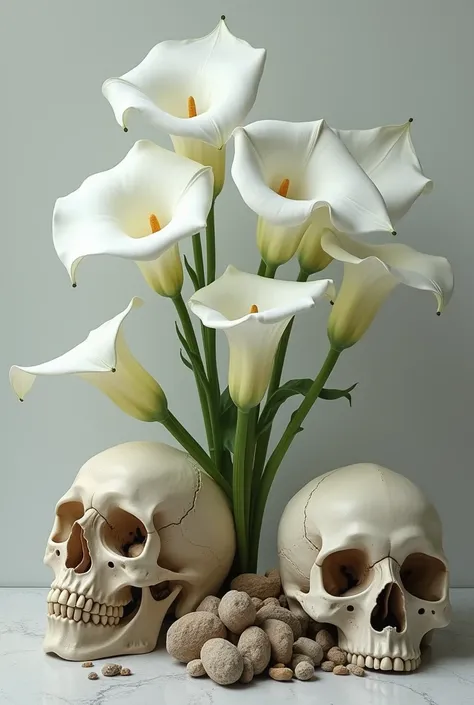 draw white callas and skulls